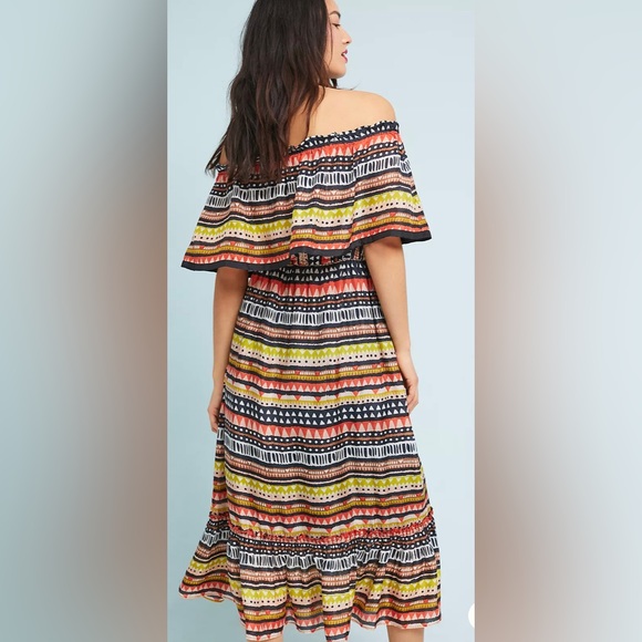 NWT Anthropologie Off the Shoulder Silk Maxi Dress Size Large - Picture 3 of 10